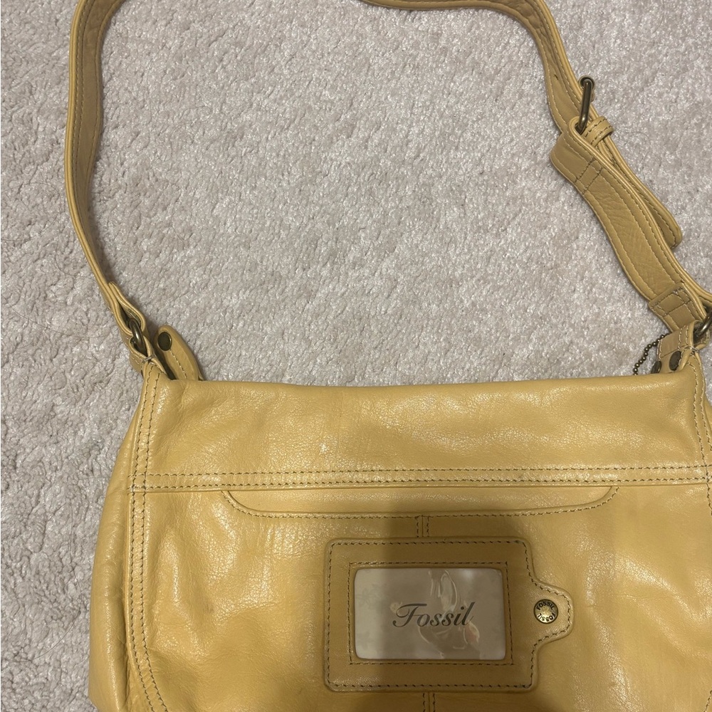 Fossil Mustard Leather Shoulder Bag